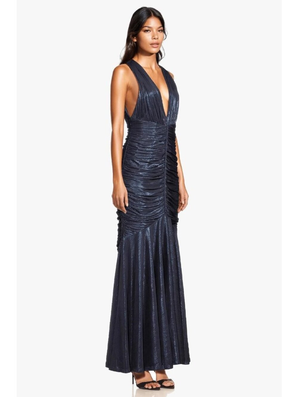 ONE33 Social Mermaid Silhouette Gown in Blue Metallic - Size 4, New with Tags - Picture 2 of 7